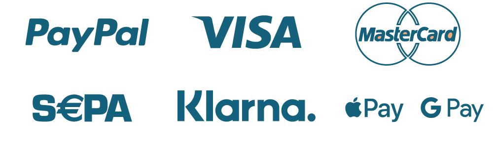 PayPal Visa Mastercard Bonifico SEPA Klarna Apple Pay Google Pay